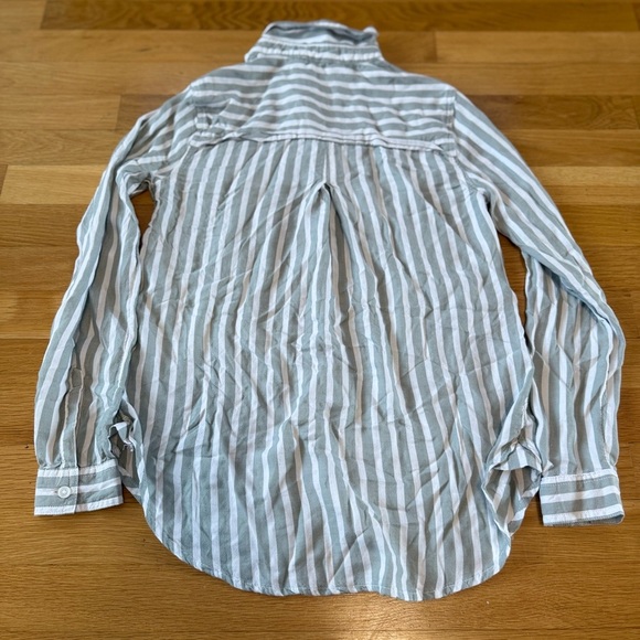 Mint green and white stripe button down shirt women beach lunch lounge Nordstrom - Picture 7 of 7